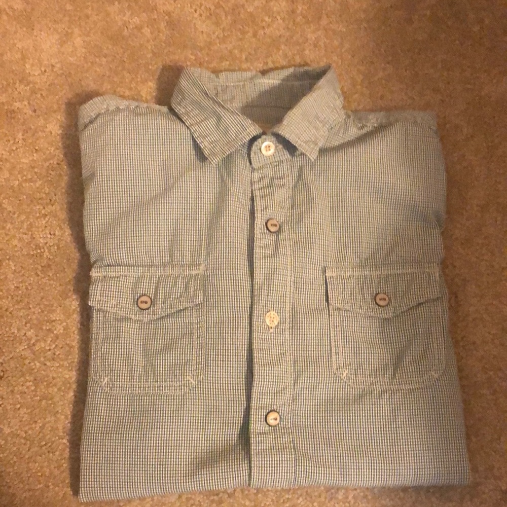 Rose Pistol boys button and snap plaid shirt size M